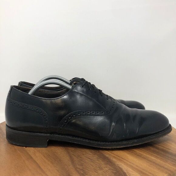 Vintage Made in USA DEXTER Black Leather Brogue Oxfords Dress Shoes Sz 10.5 M - Picture 1 of 8
